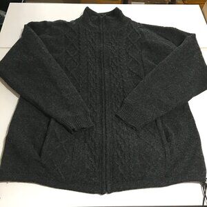 CARRAIG DONN Sweater Wool Mens XL Full Zip Ireland Cableknit Jacket Fisherman